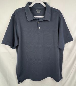 PGA TOUR Performance Polo Shirt Mens XXL Blue Gray Striped Short Sleeve Golf